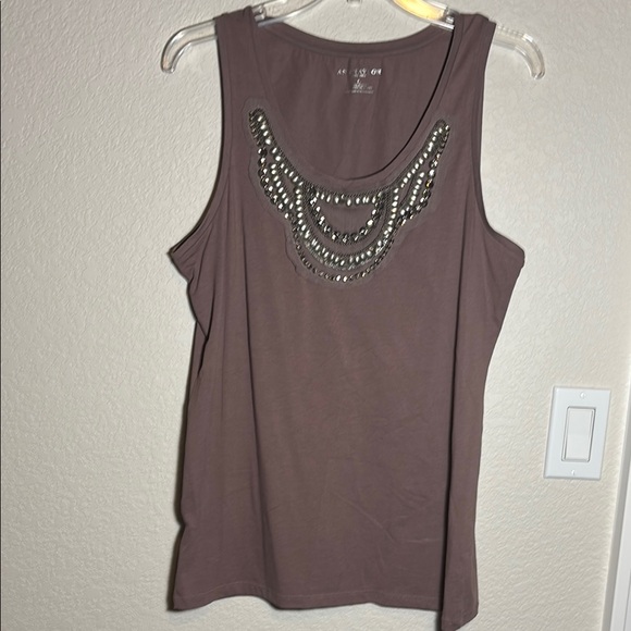 Ann Taylor Tops - Ann Taylor Embellished Gray/BrownTank Top
